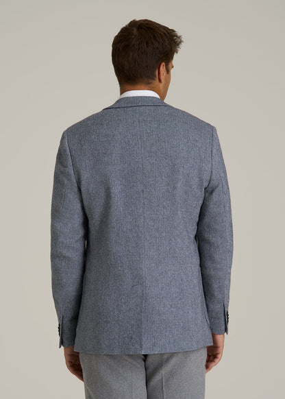 Wool Blend Blazer for Tall Men in Navy Herringbone