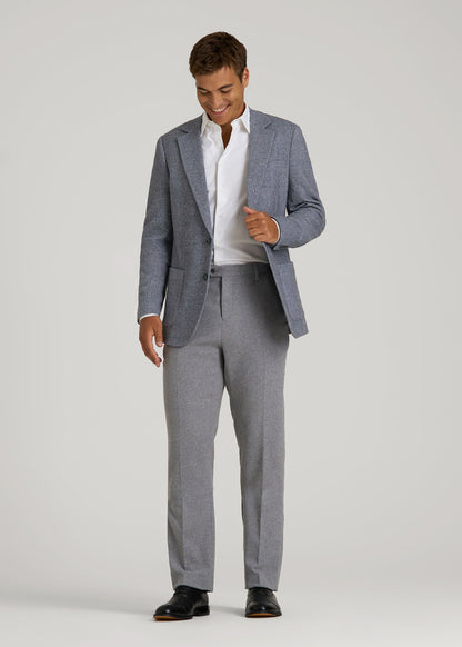 Wool Blend Blazer for Tall Men in Navy Herringbone