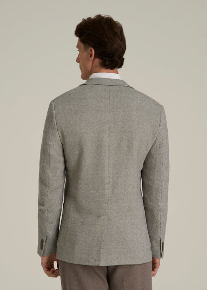 Wool Blend Blazer for Tall Men in Taupe Basketweave
