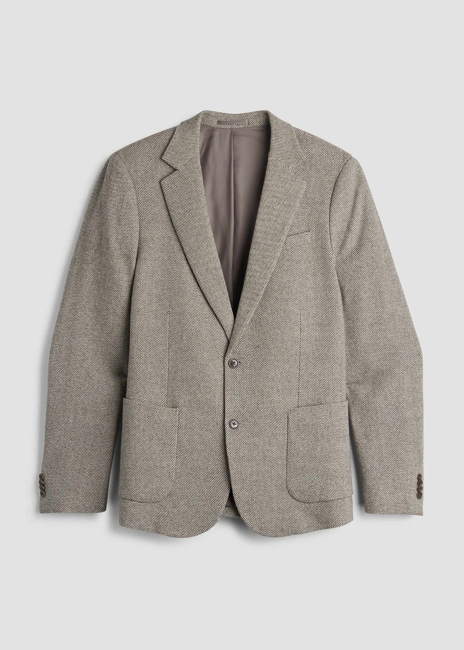 Wool Blend Blazer for Tall Men in Taupe Basketweave