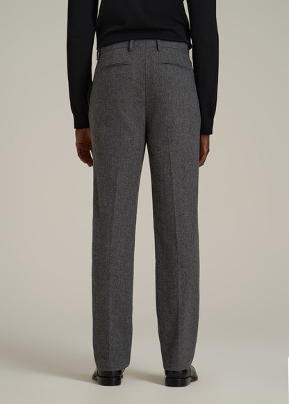 Wool Blend Dress Pants for Tall Men in Anthracite Tweed