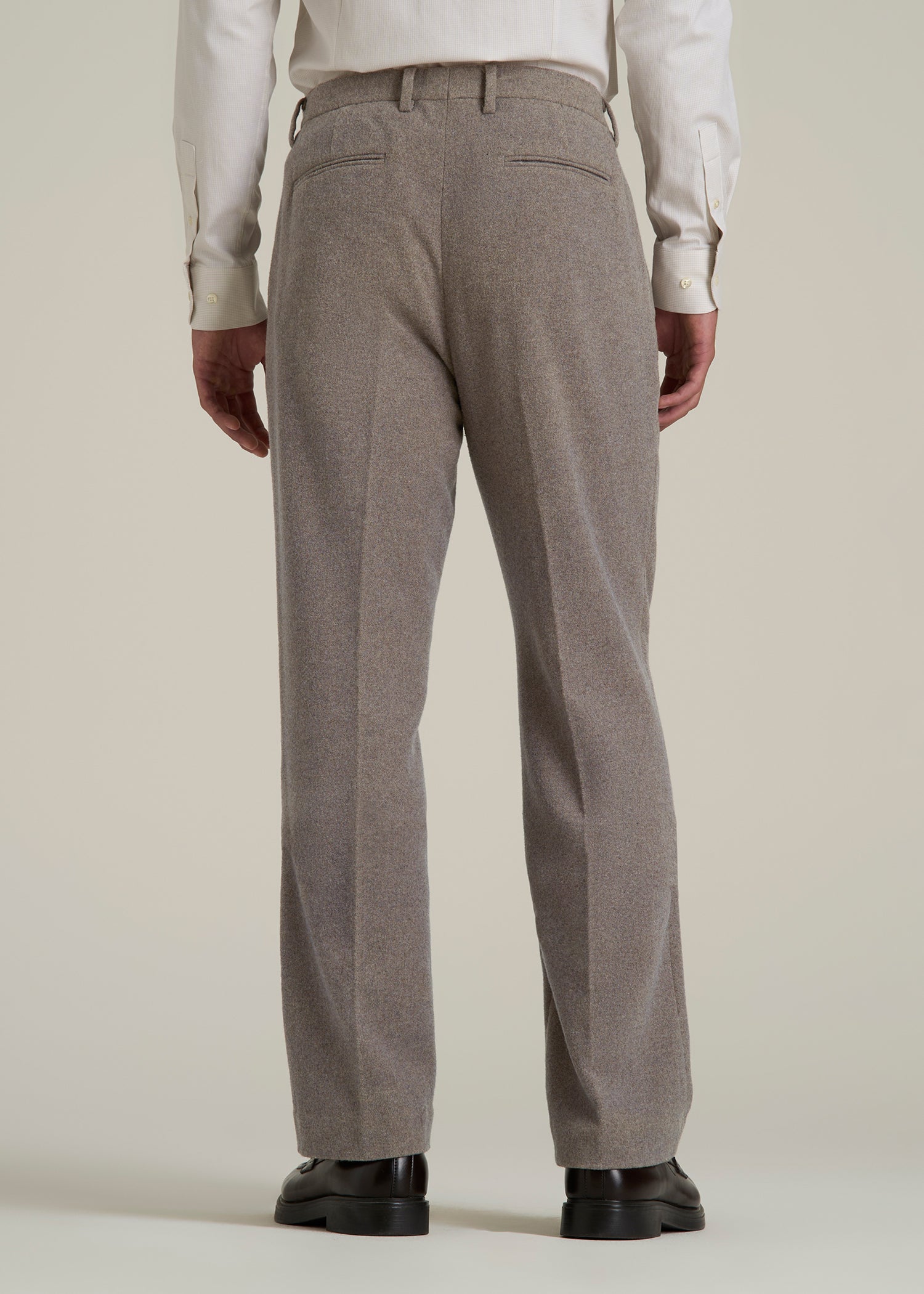 Wool Blend Dress Pants for Tall Men in Taupe Mix
