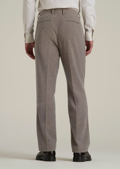 Wool Blend Dress Pants for Tall Men in Taupe Mix