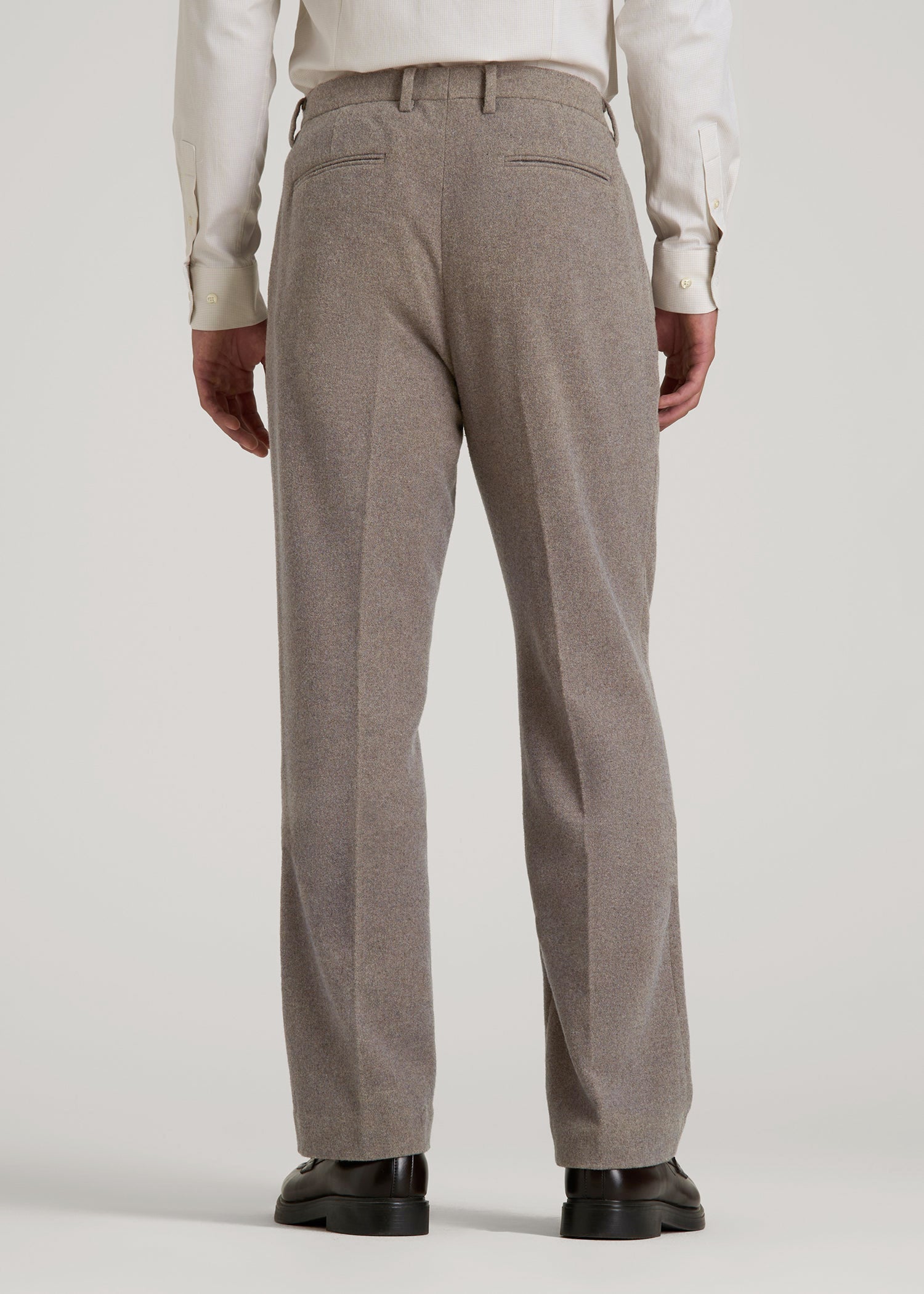 Wool Blend Dress Pants for Tall Men in Taupe Mix 38 / 36 / Taupe Mix