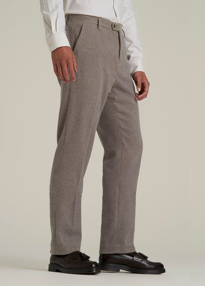 Wool Blend Dress Pants for Tall Men in Taupe Mix