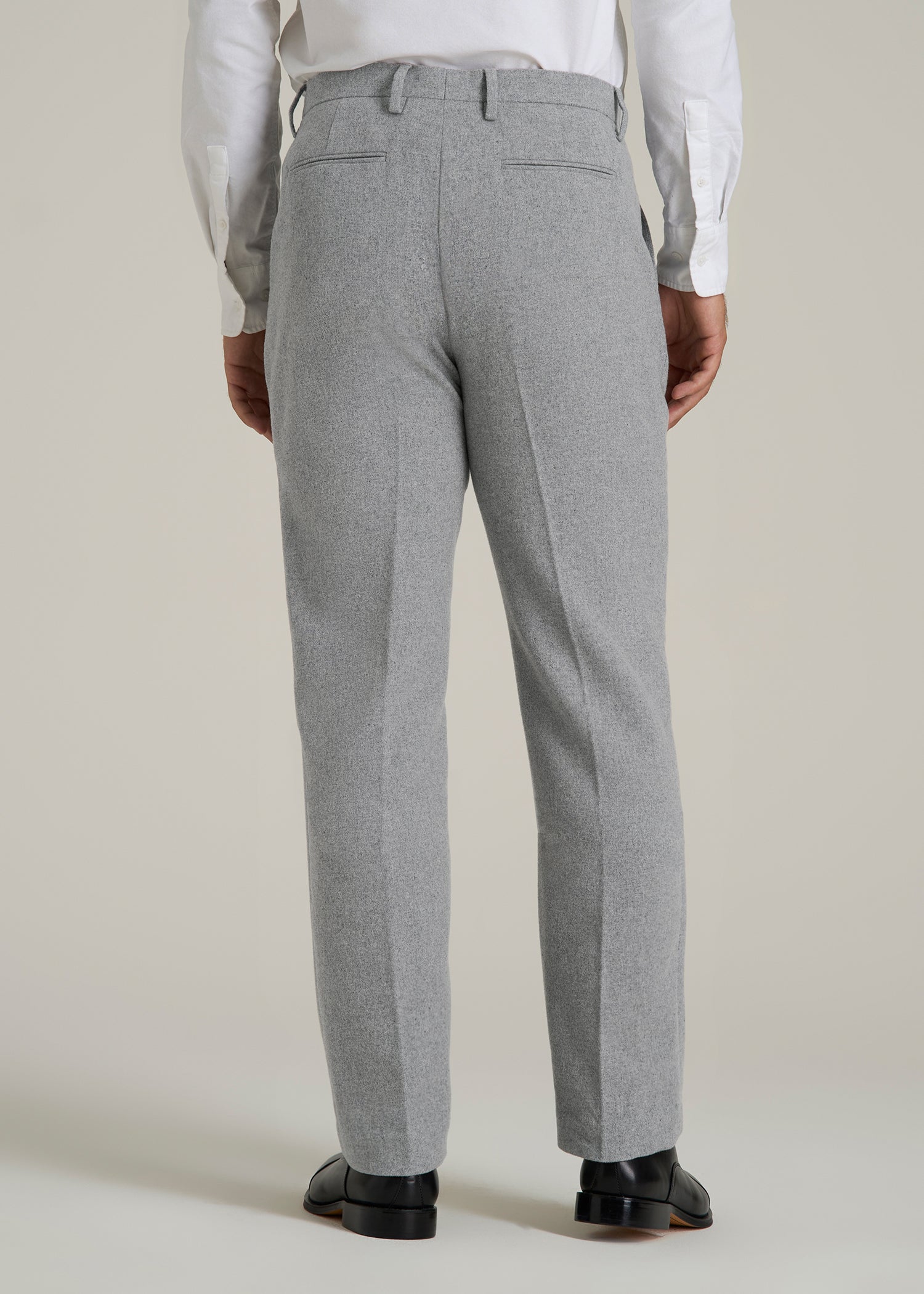 Wool Blend Dress Pants for Tall Men in Tin Grey Mix