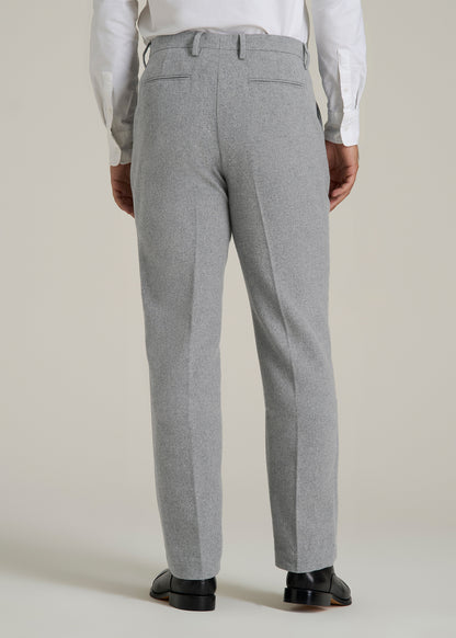 Wool Blend Dress Pants for Tall Men in Tin Grey Mix