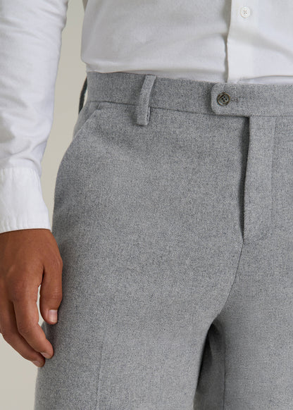 Wool Blend Dress Pants for Tall Men in Tin Grey Mix