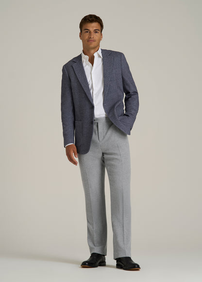 Wool Blend Dress Pants for Tall Men in Tin Grey Mix