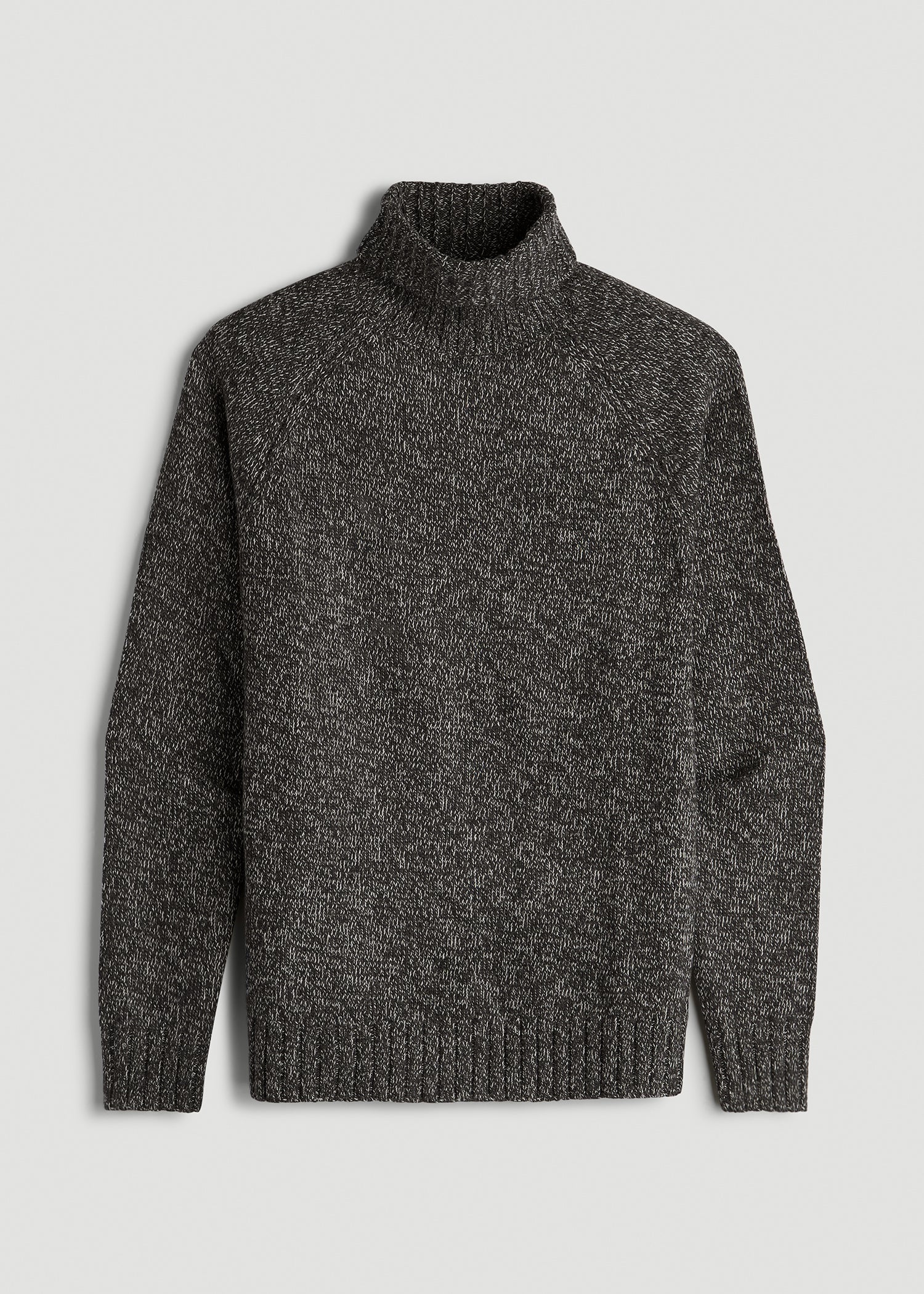 Wool Blend Marled Turtleneck for Tall Men in Charcoal Multi