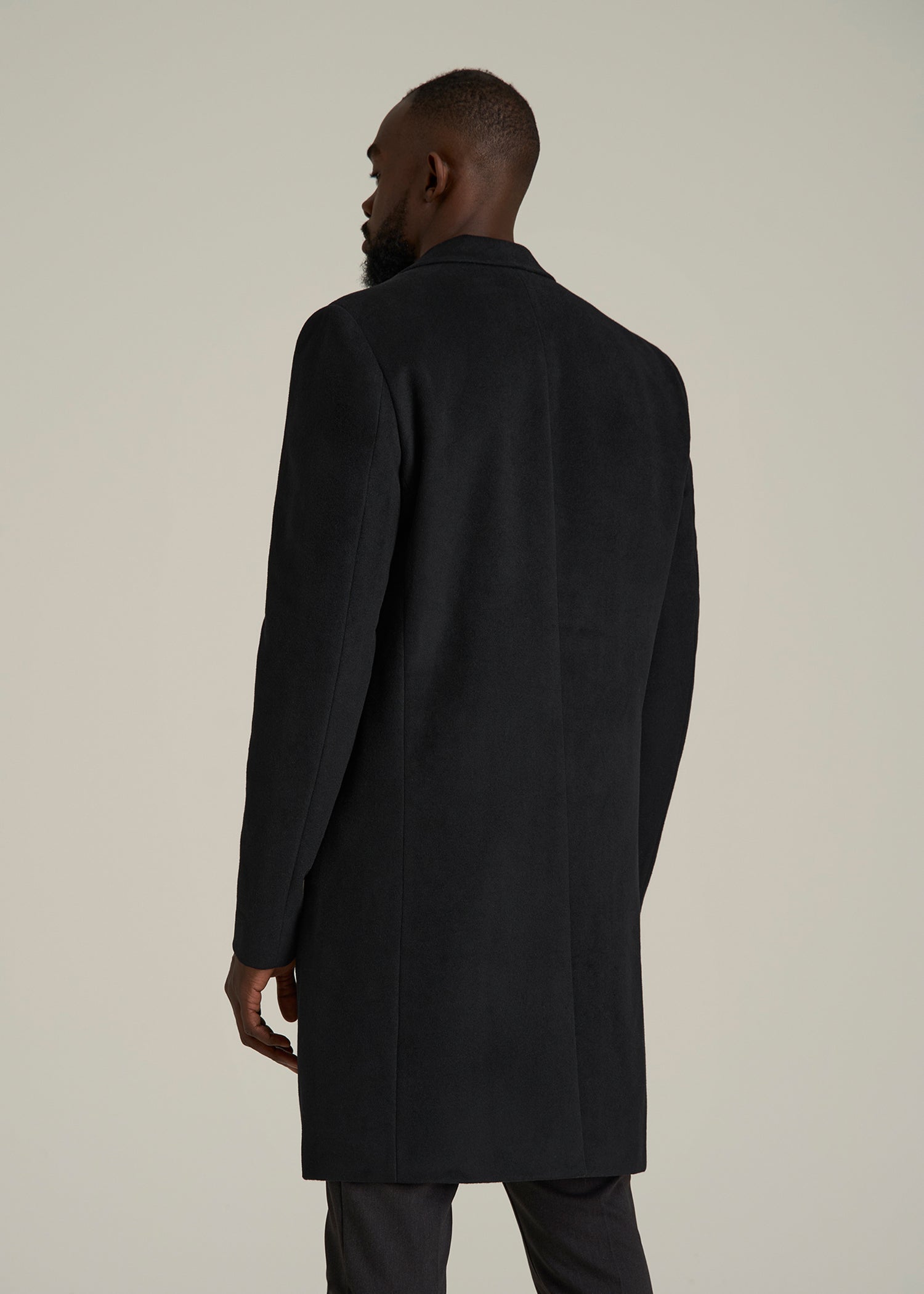 Wool Coat for Tall Men in Black