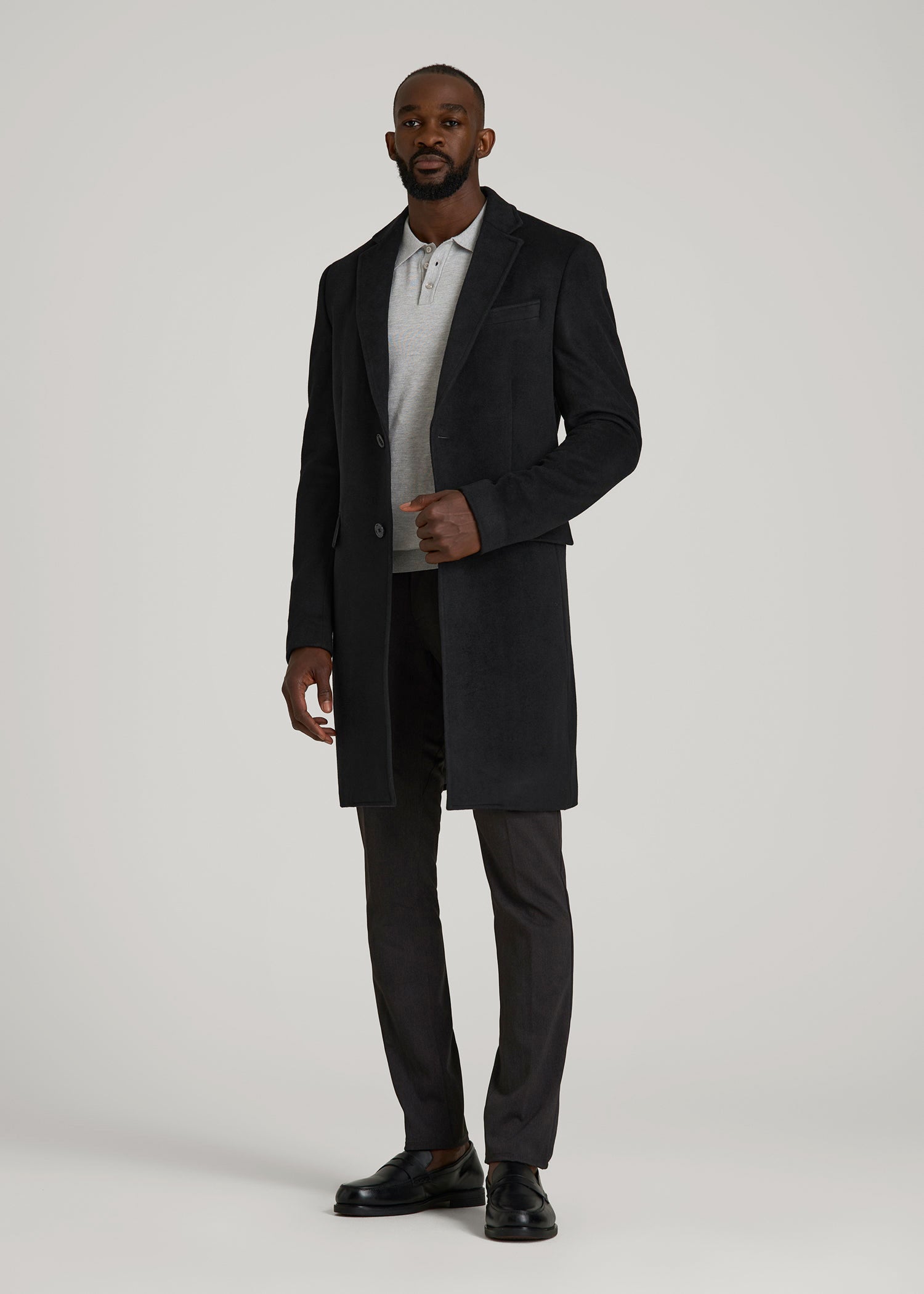 Wool Coat for Tall Men in Black 2XL / Tall / Black