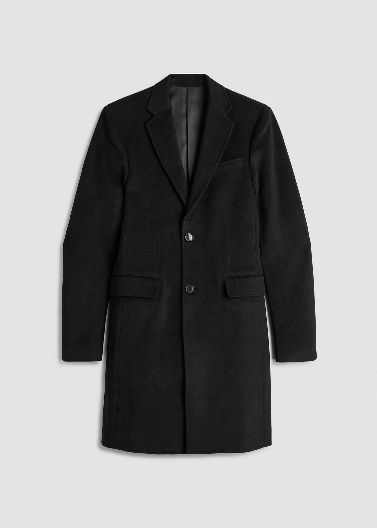 Wool Coat for Tall Men in Black