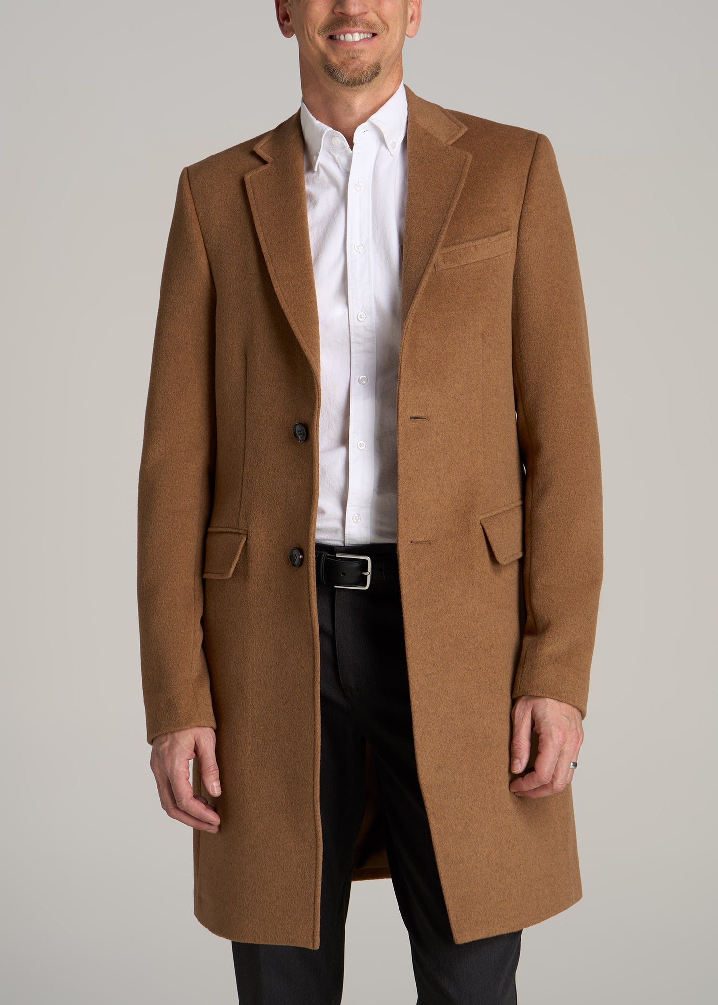 Wool Coat for Tall Men in Camel