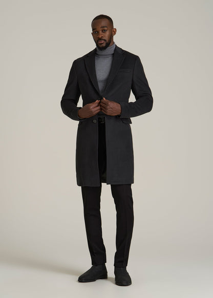 Wool Coat for Tall Men in Charcoal Mix