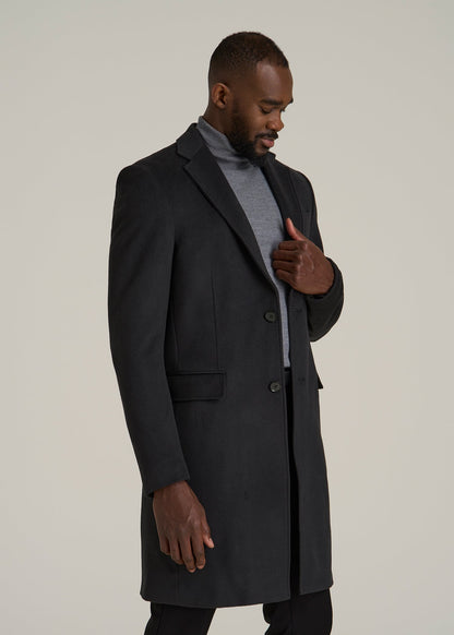 Wool Coat for Tall Men in Charcoal Mix
