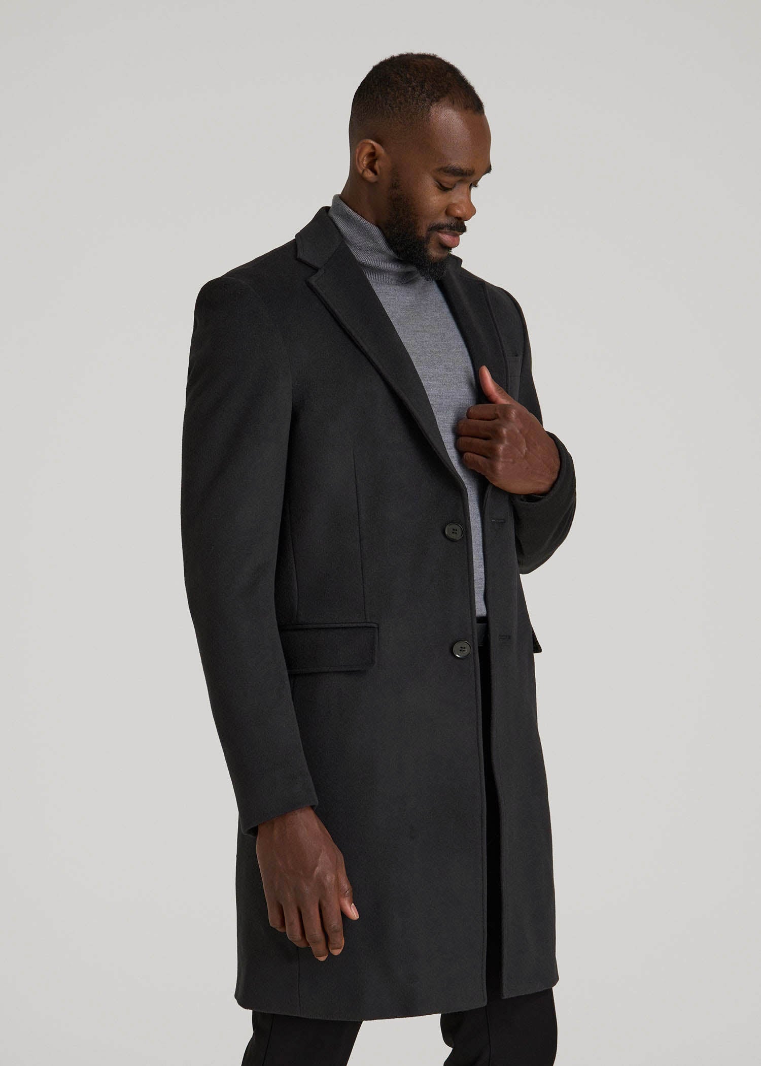 Wool Coat for Tall Men in Charcoal Mix L / Extra Tall / Charcoal Mix