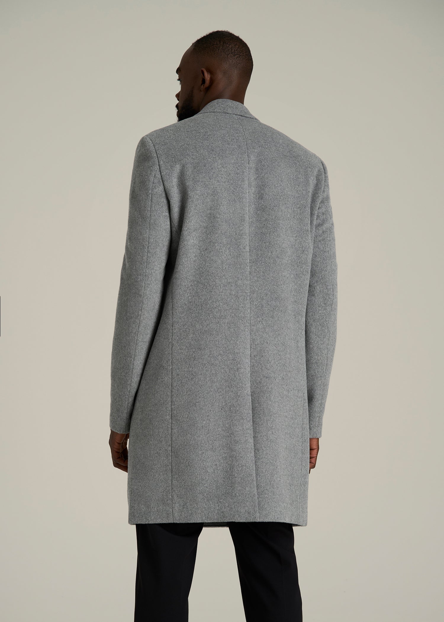 Wool Coat for Tall Men in Mid Grey Mix