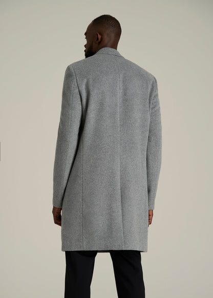 Wool Coat for Tall Men in Mid Grey Mix
