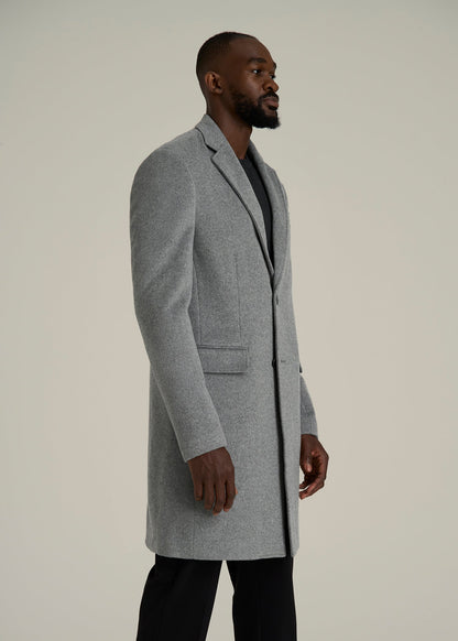 Wool Coat for Tall Men in Mid Grey Mix