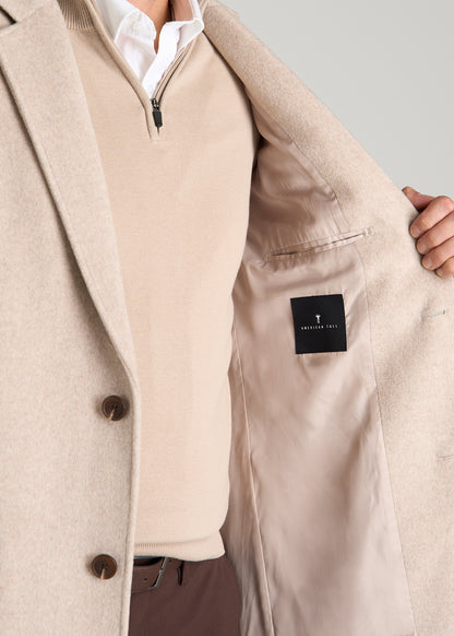 Wool Coat for Tall Men in Simply Taupe Mix