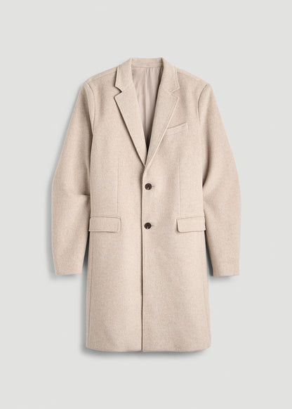 Wool Coat for Tall Men in Simply Taupe Mix