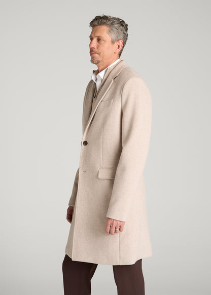 Wool Coat for Tall Men in Simply Taupe Mix
