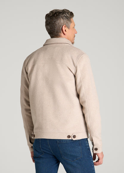 Wool Harrington Jacket for Tall Men in Simply Taupe Mix