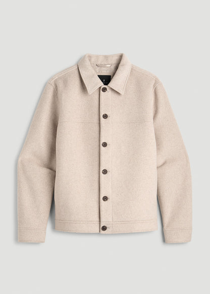 Wool Harrington Jacket for Tall Men in Simply Taupe Mix