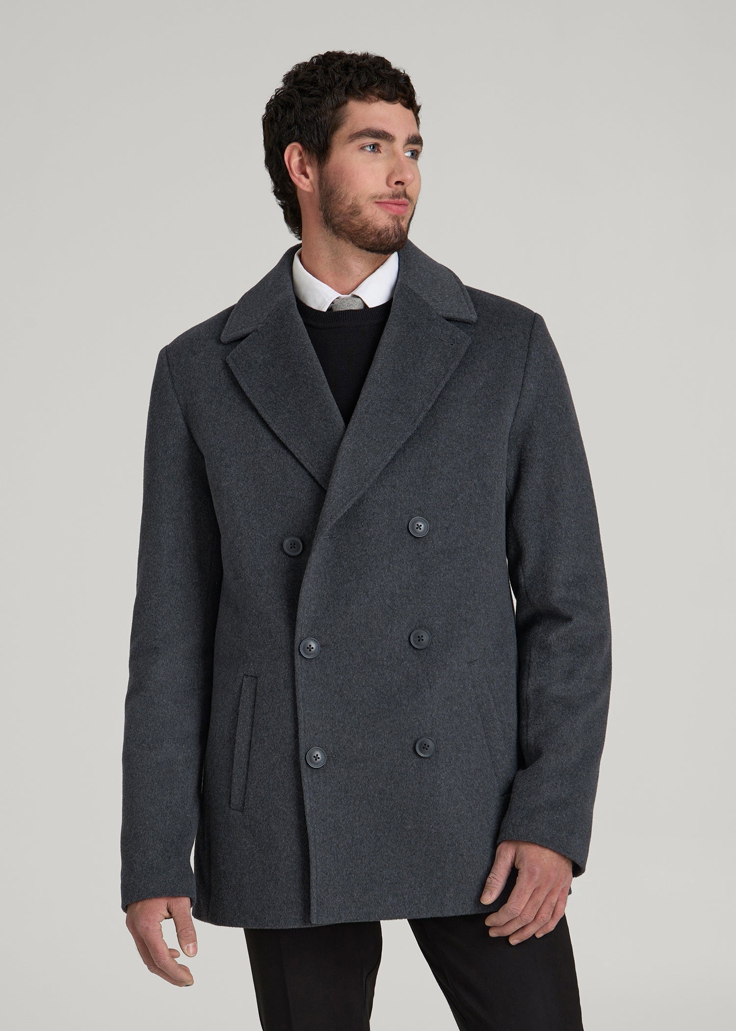 Double-Breasted Wool Peacoat for Tall Men | American Tall