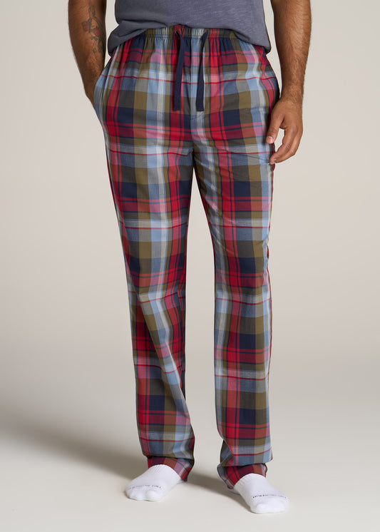 American-Tall-Men-Woven-Pajama-Blue-Green-Plaid-front