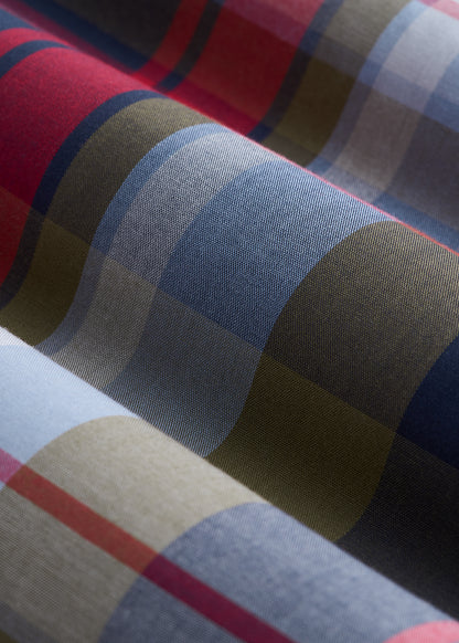 Woven Pajama Pants for Tall Men in Blue & Green Plaid