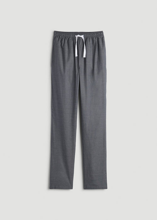 Woven Pajama Pants for Tall Men in Grey Pin Dot