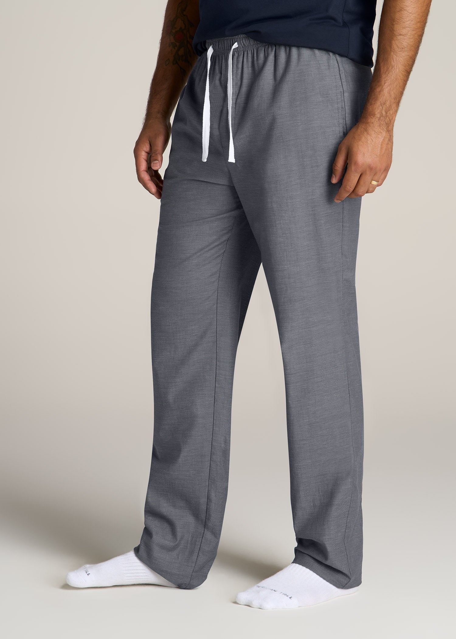 American-Tall-Men-Woven-Pajama-Grey-Pin-Dot-side
