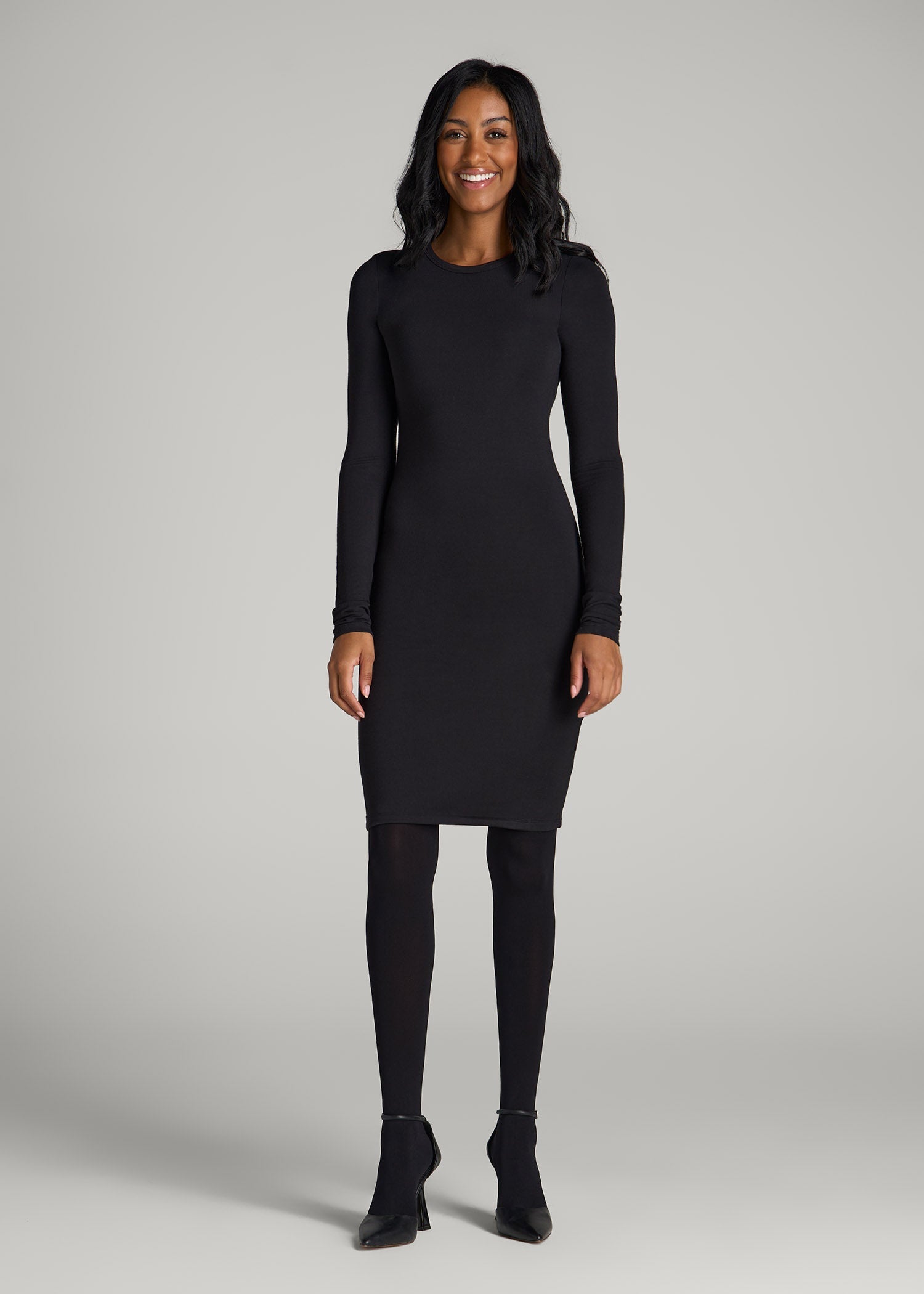 long sleeve dress with black tights Tights for Tall Women in Black C / Tall / Black