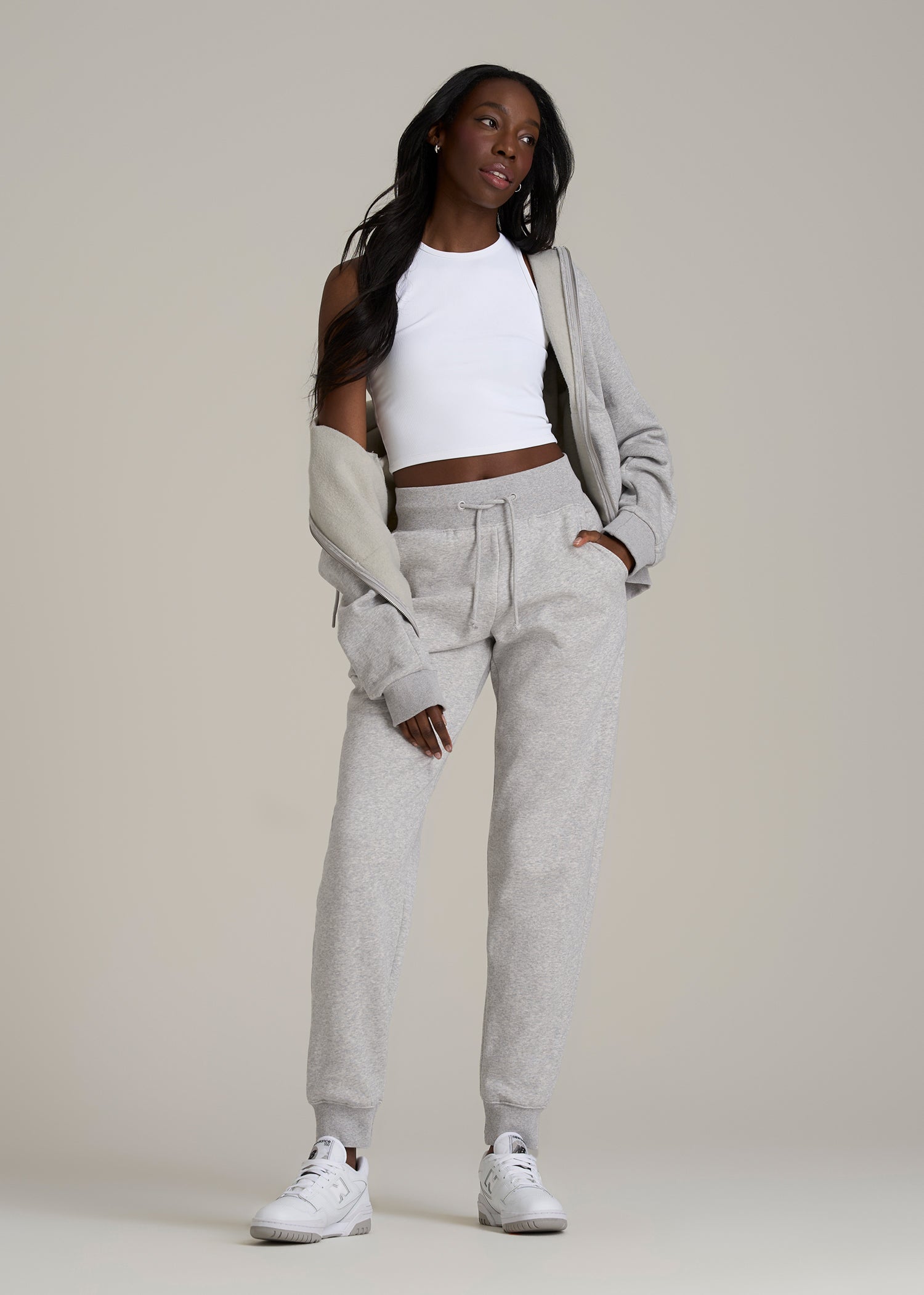 A.T. Basics Athletic Joggers for Tall Women in Grey Mix