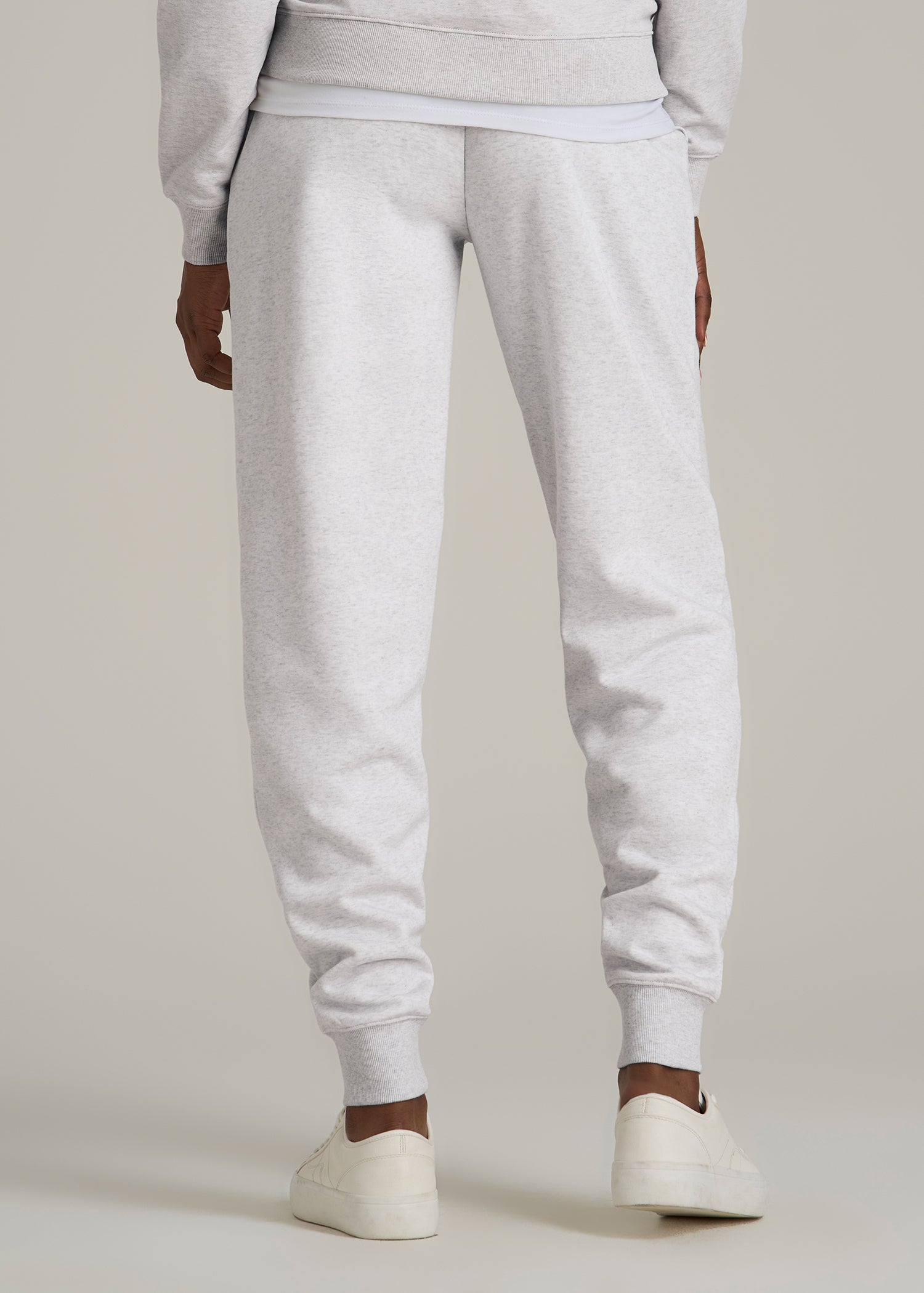 A.T. Basics Athletic Joggers for Tall Women in Heather Cloud White