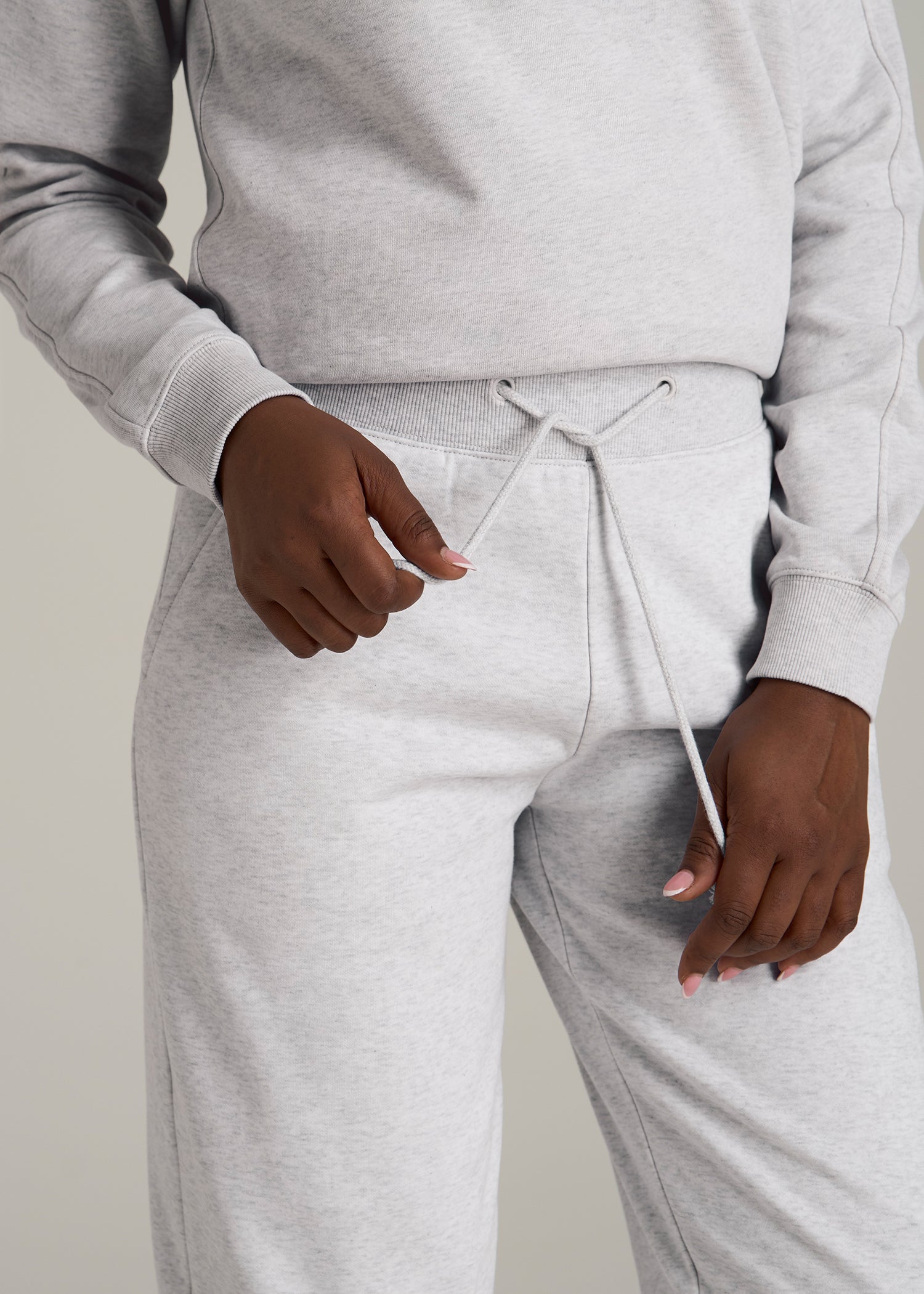 A.T. Basics Athletic Joggers for Tall Women in Heather Cloud White