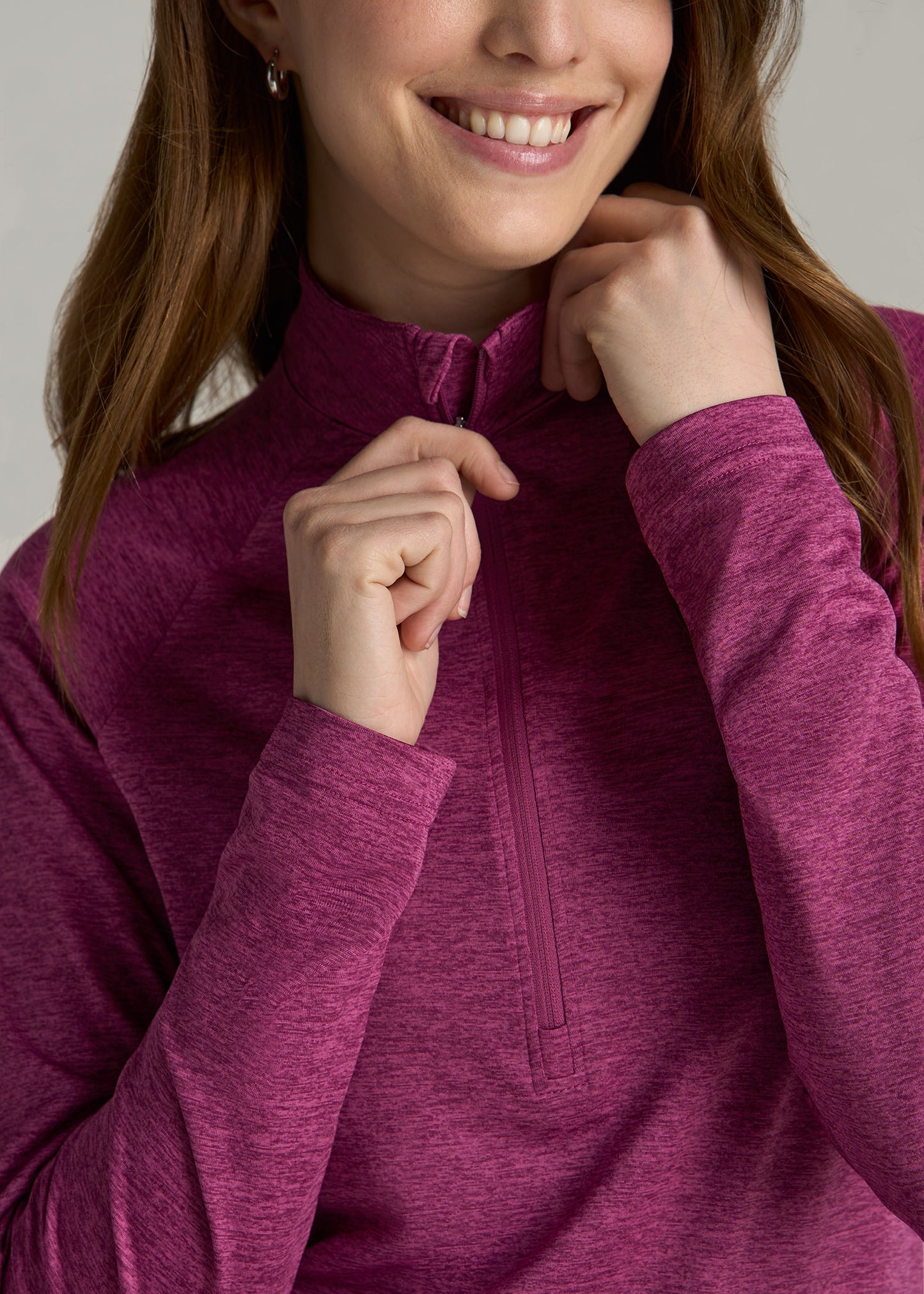 Long Sleeve Active Half Zip Pullover Tall Women's Jacket in Raspberry Space Dye