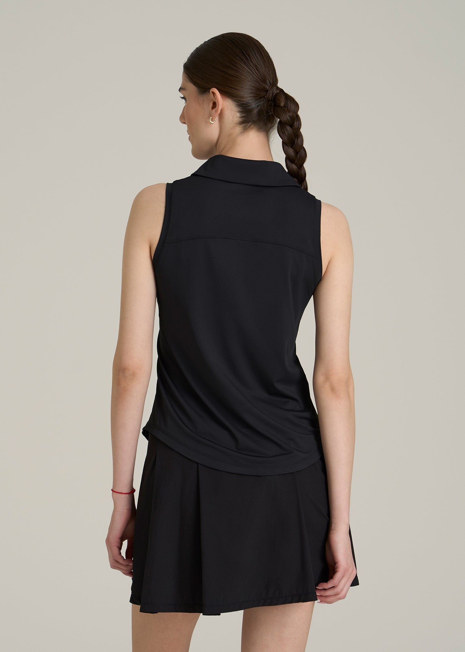 Active Sleeveless Polo Shirt for Tall Women in Black