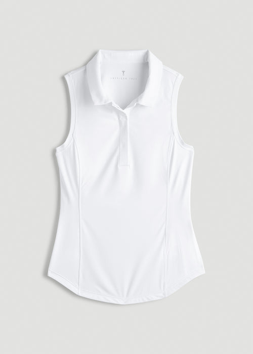 Active Sleeveless Polo Shirt for Tall Women in White
