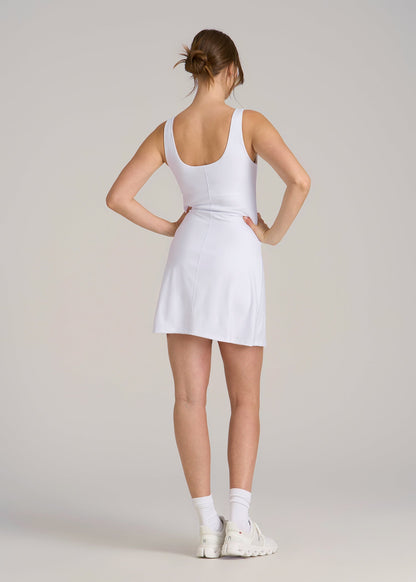 Active Dress with Shorts for Tall Women in Optic White