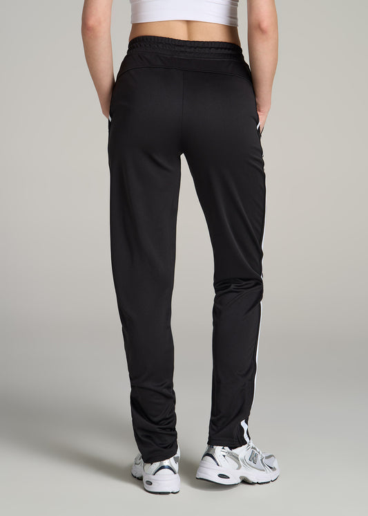 Athletic Stripe Pants for Tall Women in Black and White