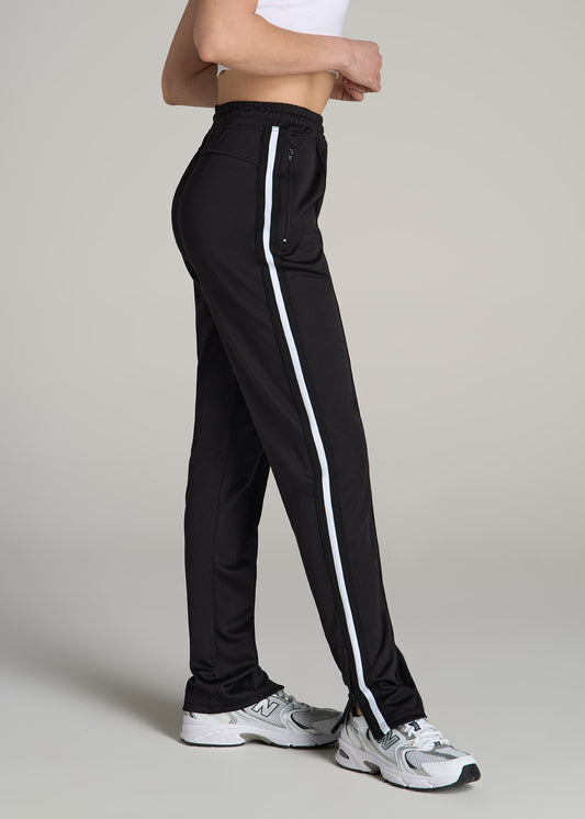 Athletic Stripe Pants for Tall Women in Black and White