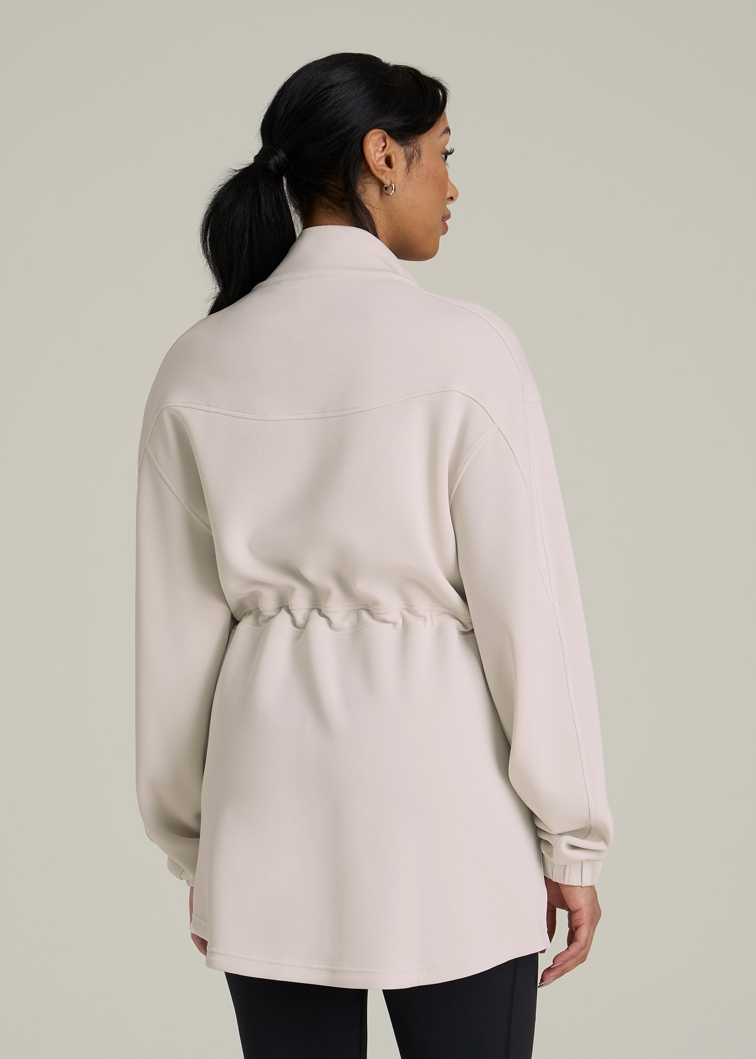 Soft Motion Cinch Waist Jacket for Tall Women in Pearl