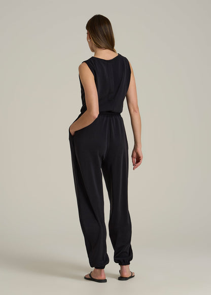 Soft Motion Sleeveless Sweatpant Jumpsuit for Tall Women in Black