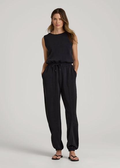 Soft Motion Sleeveless Sweatpant Jumpsuit for Tall Women in Black