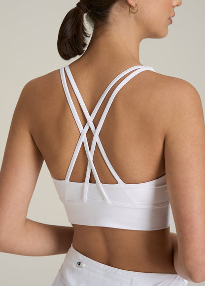 Women's Balance Crisscross Sports Bra for Tall Women in Bright White