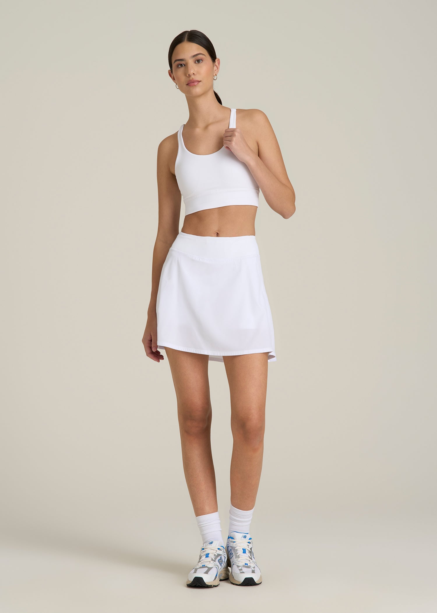 Women's Balance Crisscross Sports Bra for Tall Women in Bright White