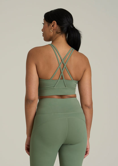 Women's Balance Crisscross Sports Bra for Tall Women in Dark Seagrass